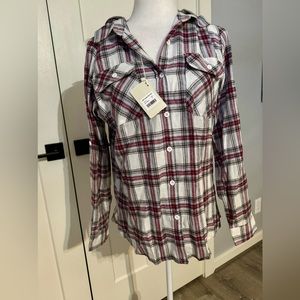 NWT ladies flannel shirt with hood